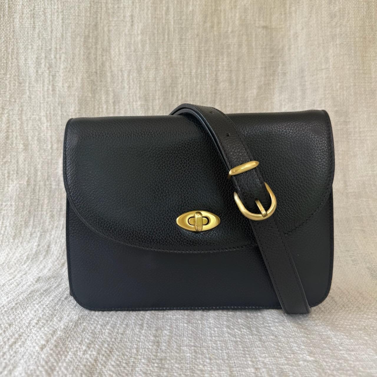 Vintage Coach Spence Bag Black Leather Shoulder Bag Made In Italy